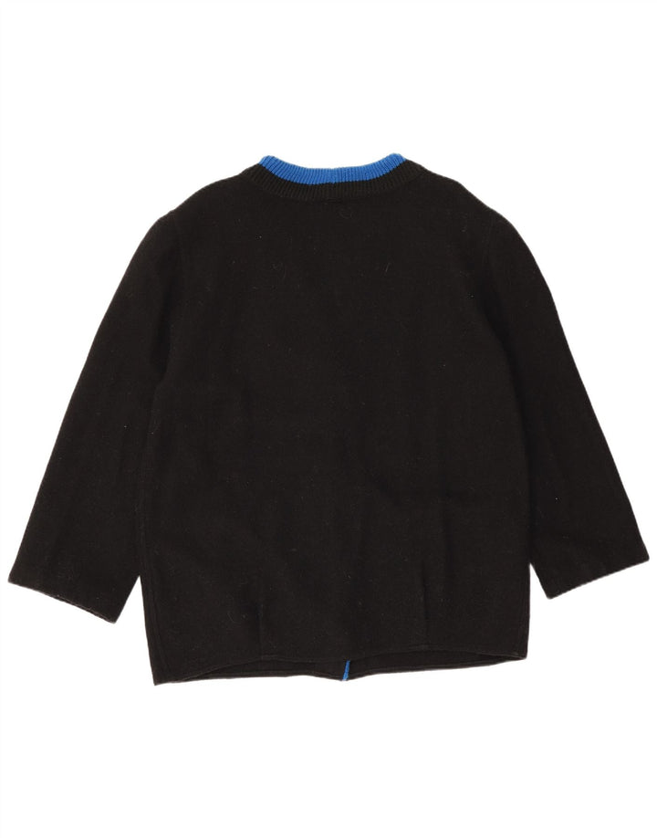 Łatwy damski sweter kardigan z rękawem 3/4, EU 44 XL, czarna wełna