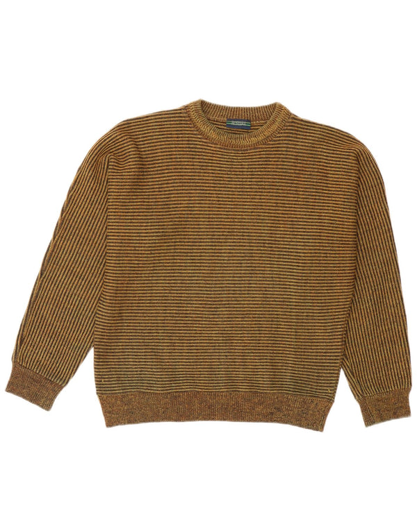 Męski sweter z wycięciem pod szyją w stylu vintage, w średnie, wielokolorowe paski