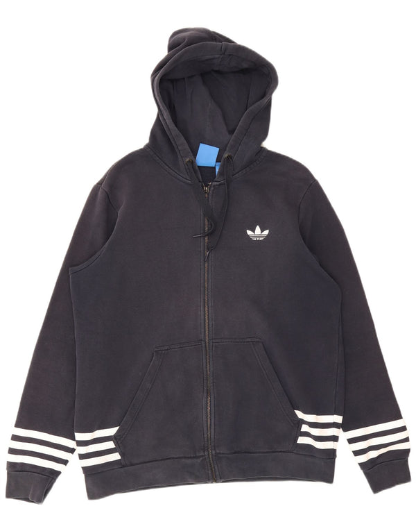 Męski sweter Adidas z grafiką i zamkiem błyskawicznym, duży, granatowy, bawełniany