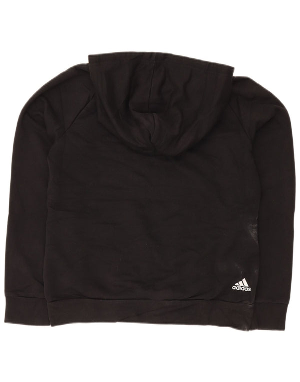 Adidas Womens Graphic Hoodie Jumper UK 12/14 Medium  Black Cotton