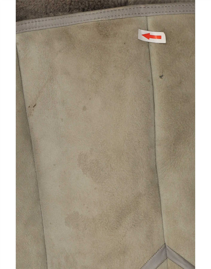 Vintage damski płaszcz z owczej skóry EU 40, średnioszara skóra jagnięca