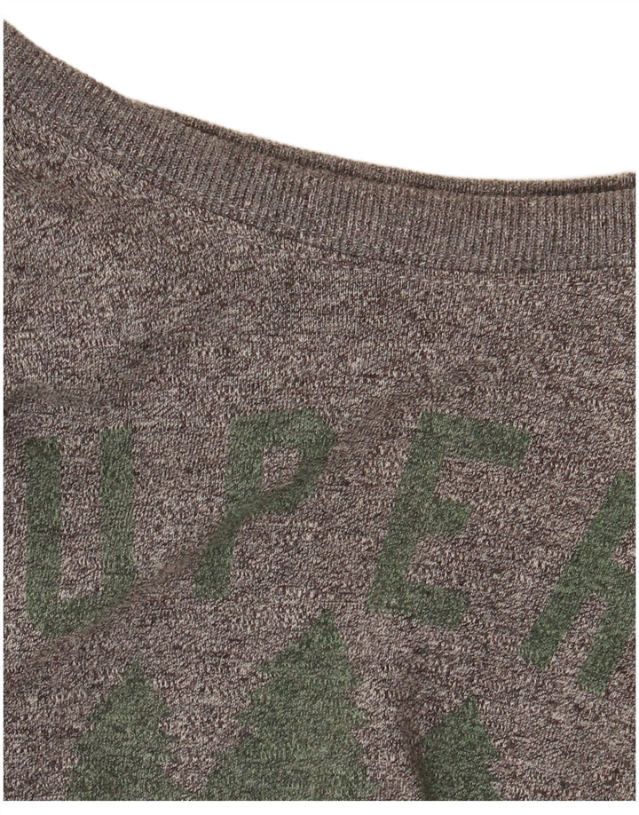 Męski T-shirt z grafiką Superdry, mały, szary, bawełniany w plamki