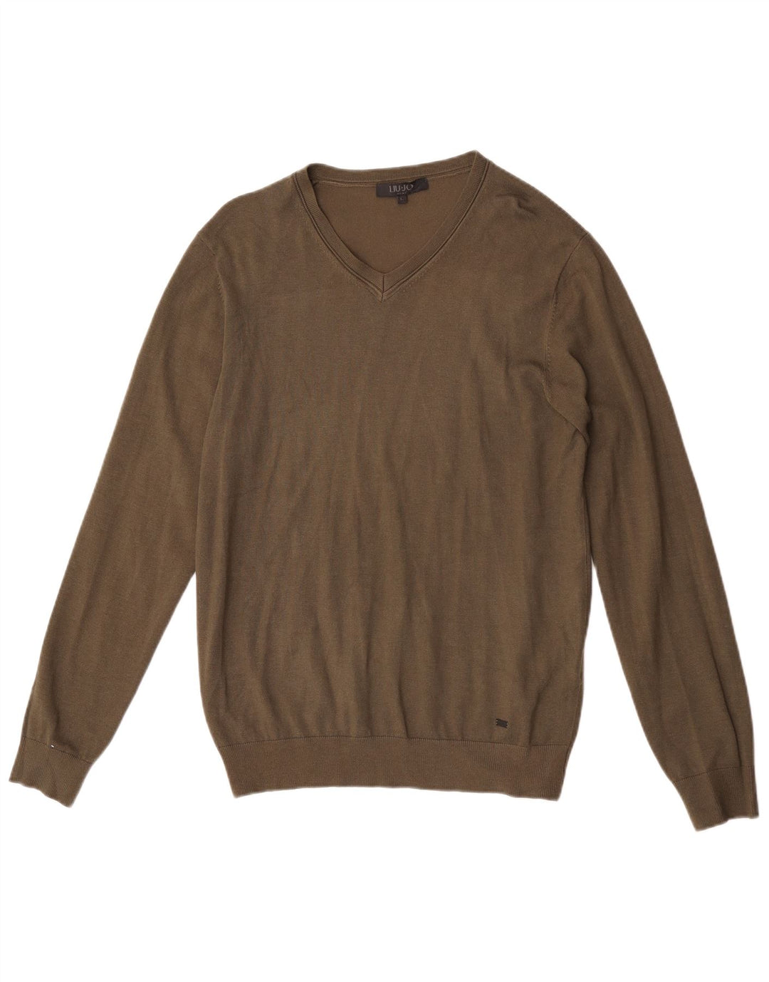Męski sweter Liu Jo z dekoltem w kształcie litery V, duża, wiskoza khaki