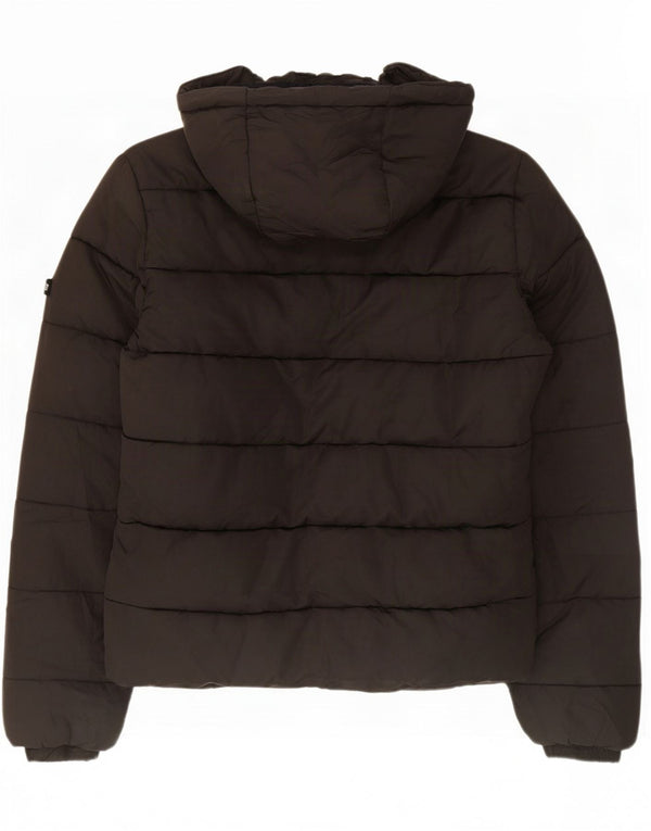 Damska wyściełana kurtka z kapturem Superdry UK 14, duża, czarna, poliester