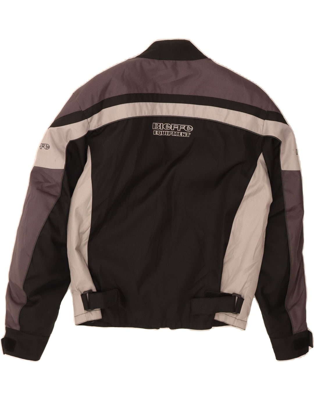 BIEFFE Mens Graphic Bomber Jacket UK 38 Medium Black Colourblock Vintage Bieffe and Second-Hand Bieffe from Messina Hembry 