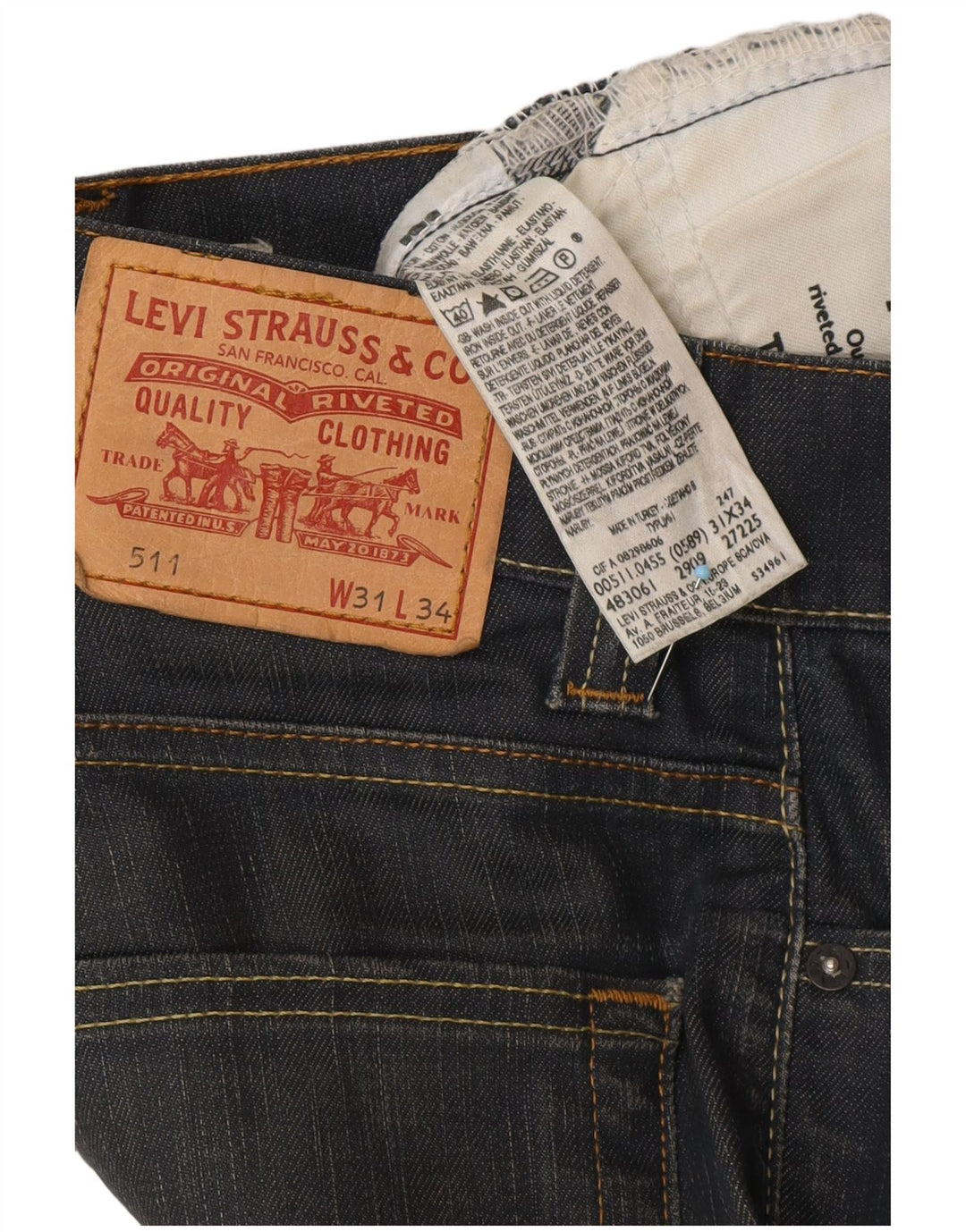 Męskie jeansy LEVI'S 511 Slim W31 L28 Granatowa bawełna