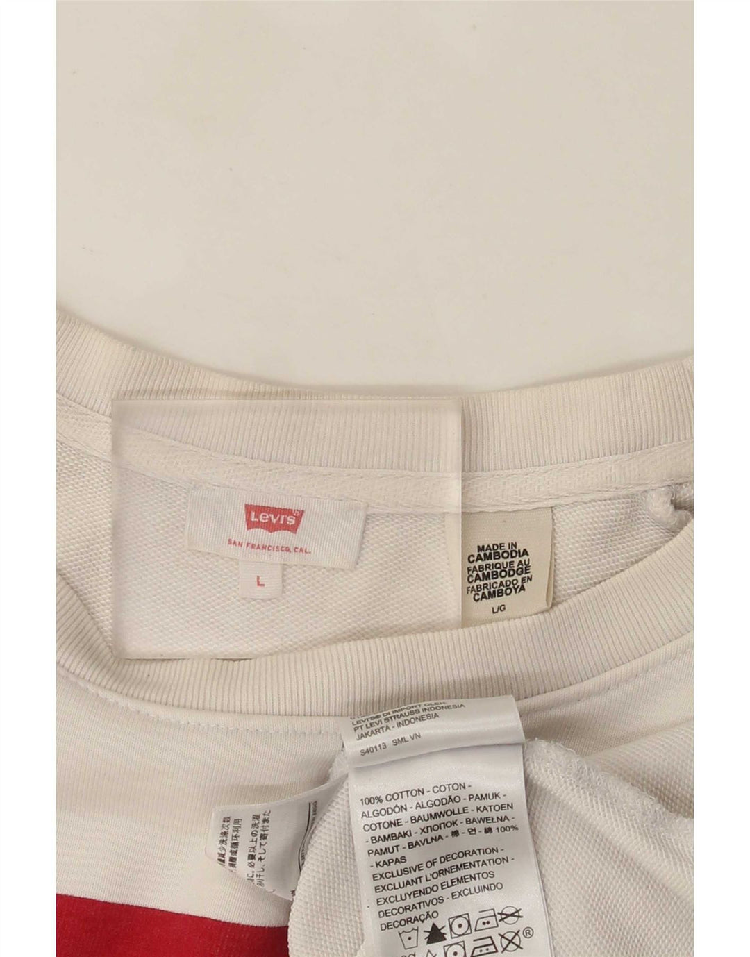 Damska bluza Levi's z grafiką oversize, UK 16, duża, biała bawełna