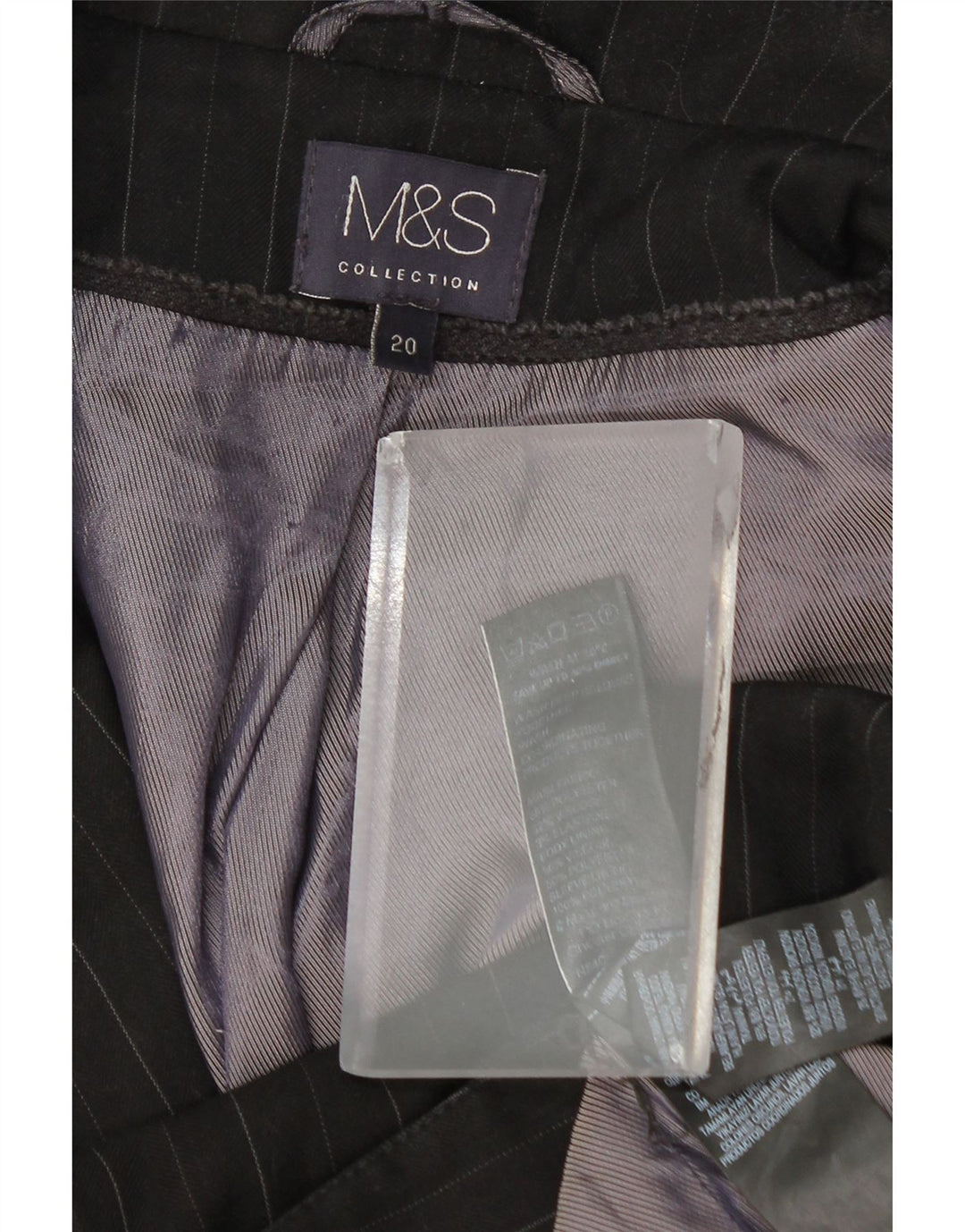 Marks & Spencer Damska marynarka zapinana na 1 guzik UK 20 2XL Szara w prążki