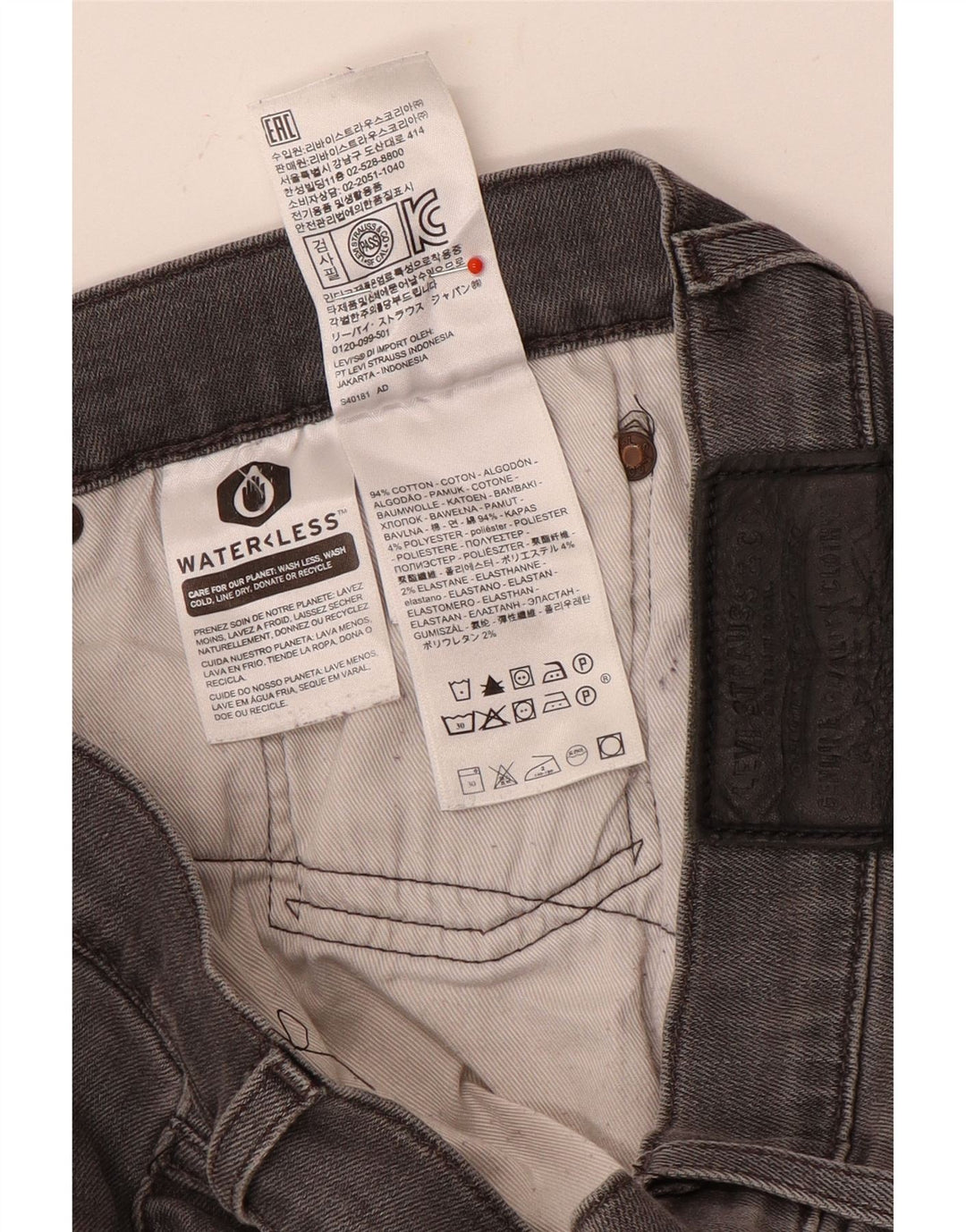 Męskie proste dżinsy Levi's W34 L30 Szara bawełna