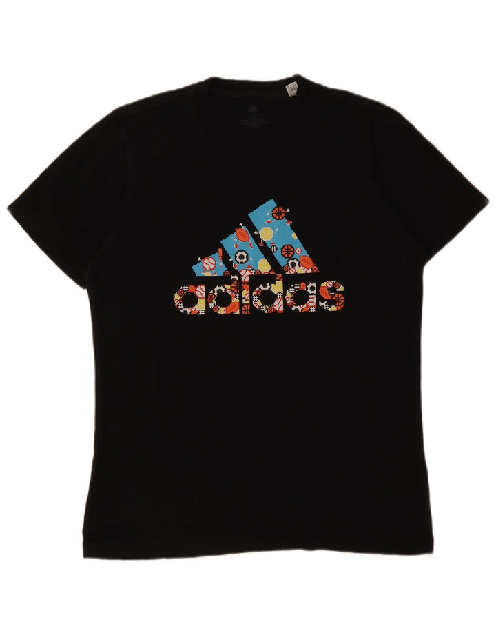 ADIDAS Mens Graphic T-Shirt Top Medium Black Cotton