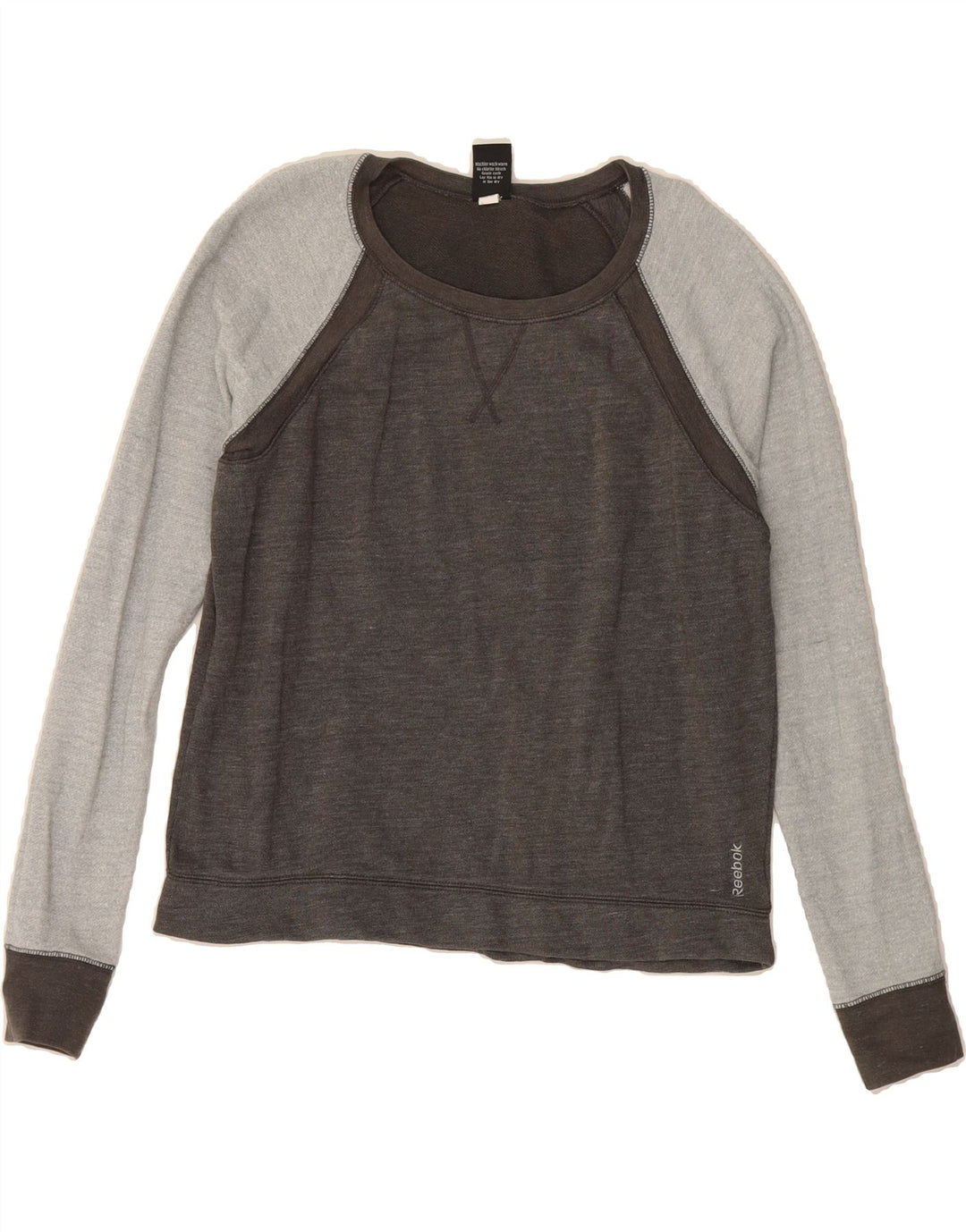 REEBOK Womens Sweatshirt Jumper UK 16 Large Grey Colourblock Cotton Vintage Reebok and Second-Hand Reebok from Messina Hembry 