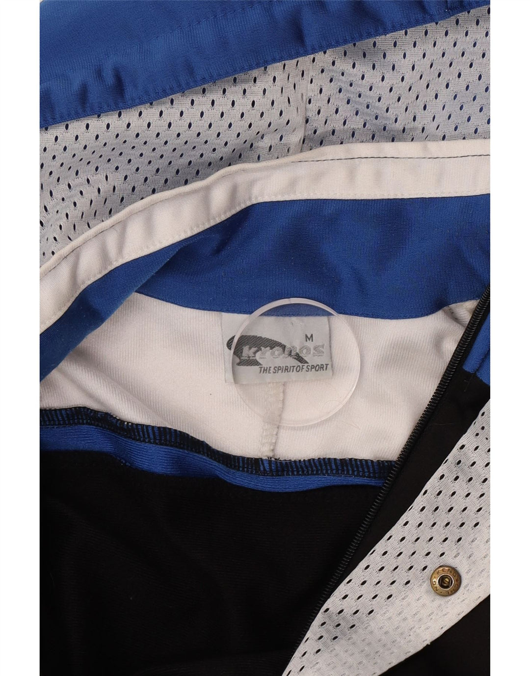 Męska kurtka dresowa z kapturem Kronos, średnia czarna, poliester w blokach kolorystycznych