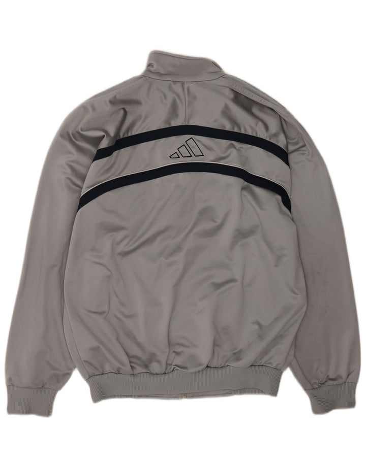 Adidas Męska bluza dresowa z grafiką, duża, szara, poliestrowa z blokami kolorów
