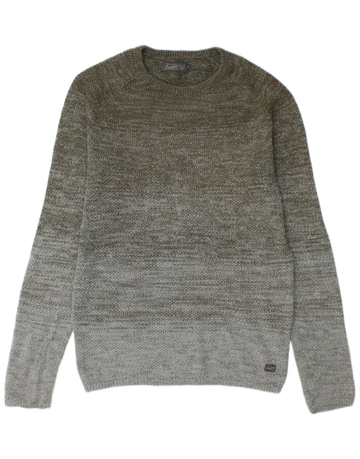 Męski sweter Jack & Jones z okrągłym dekoltem, bawełniany, średniej wielkości khaki