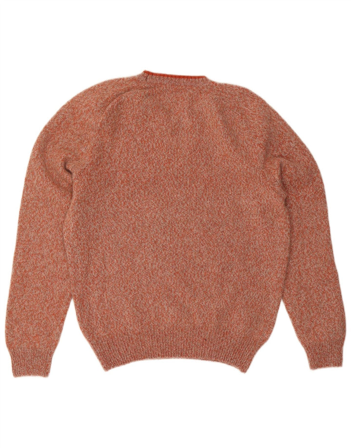 Męski sweter Zara z okrągłym dekoltem, duża, wełniana, w pomarańczowe plamki