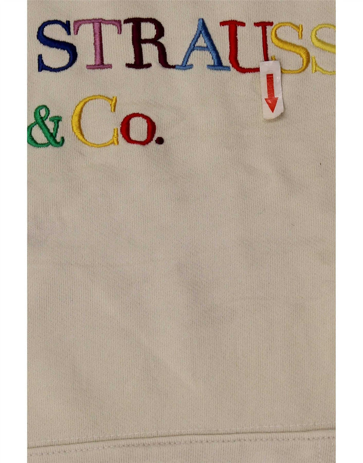 Męski sweter z kapturem Levi's z grafiką, średniej wielkości, biały, bawełniany