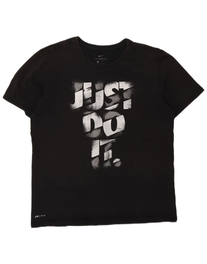 Męski T-shirt NIKE Dri Fit z grafiką, duży, czarny, bawełniany