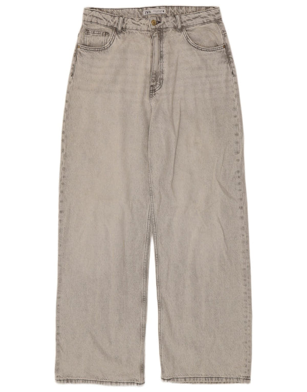 Damskie jeansy z szeroką nogawką Zara EU 42 Large W32 L32 Szara bawełna