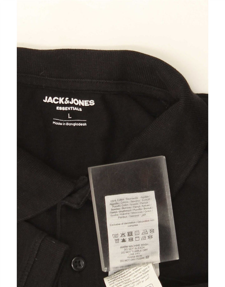 Męska koszulka polo Jack & Jones, duża, czarna, bawełniana