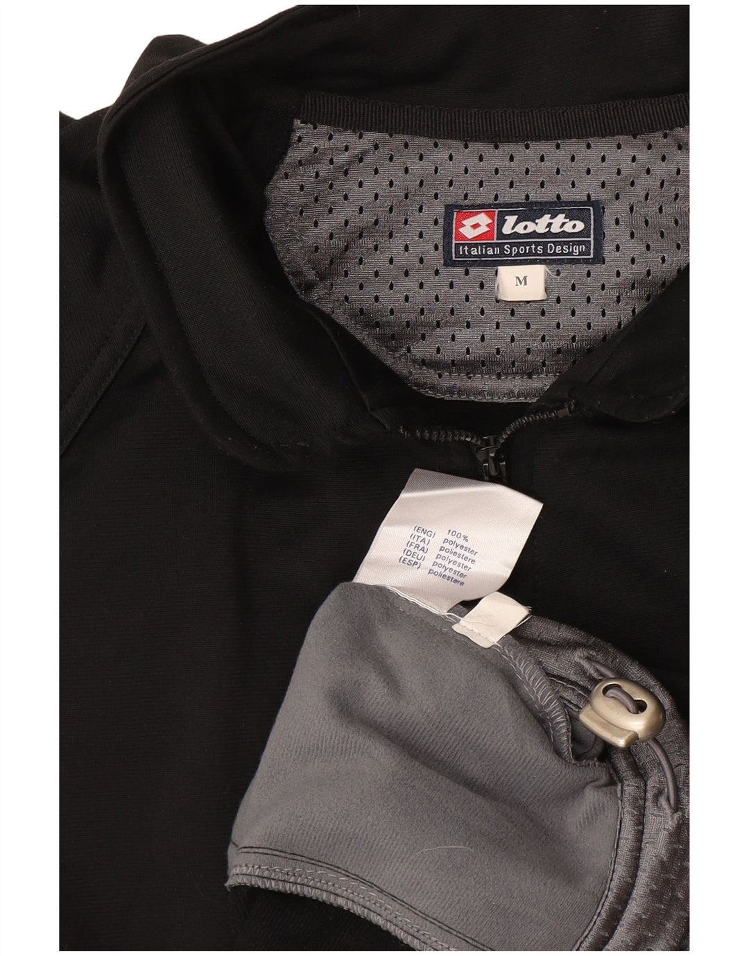 Męska kurtka dresowa LOTTO, średnia czarna, poliester w blokach kolorystycznych