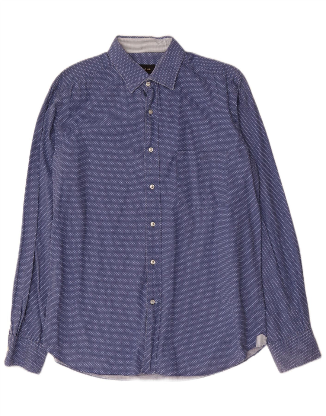 Męska koszula slim fit Massimo Dutti, duża, niebieska, bawełniana w kropki