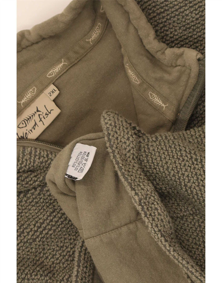 Kurtka dresowa męska Weird Fish, bawełniana, khaki, 2XL