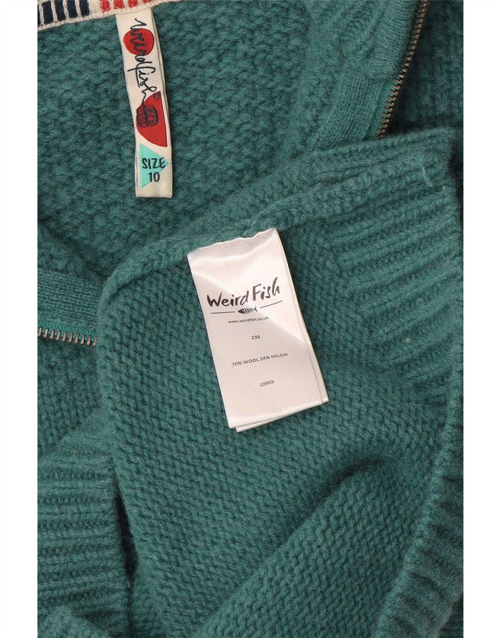 Sweter damski Weird Fish z zamkiem błyskawicznym, UK 10, mała, zielona wełna