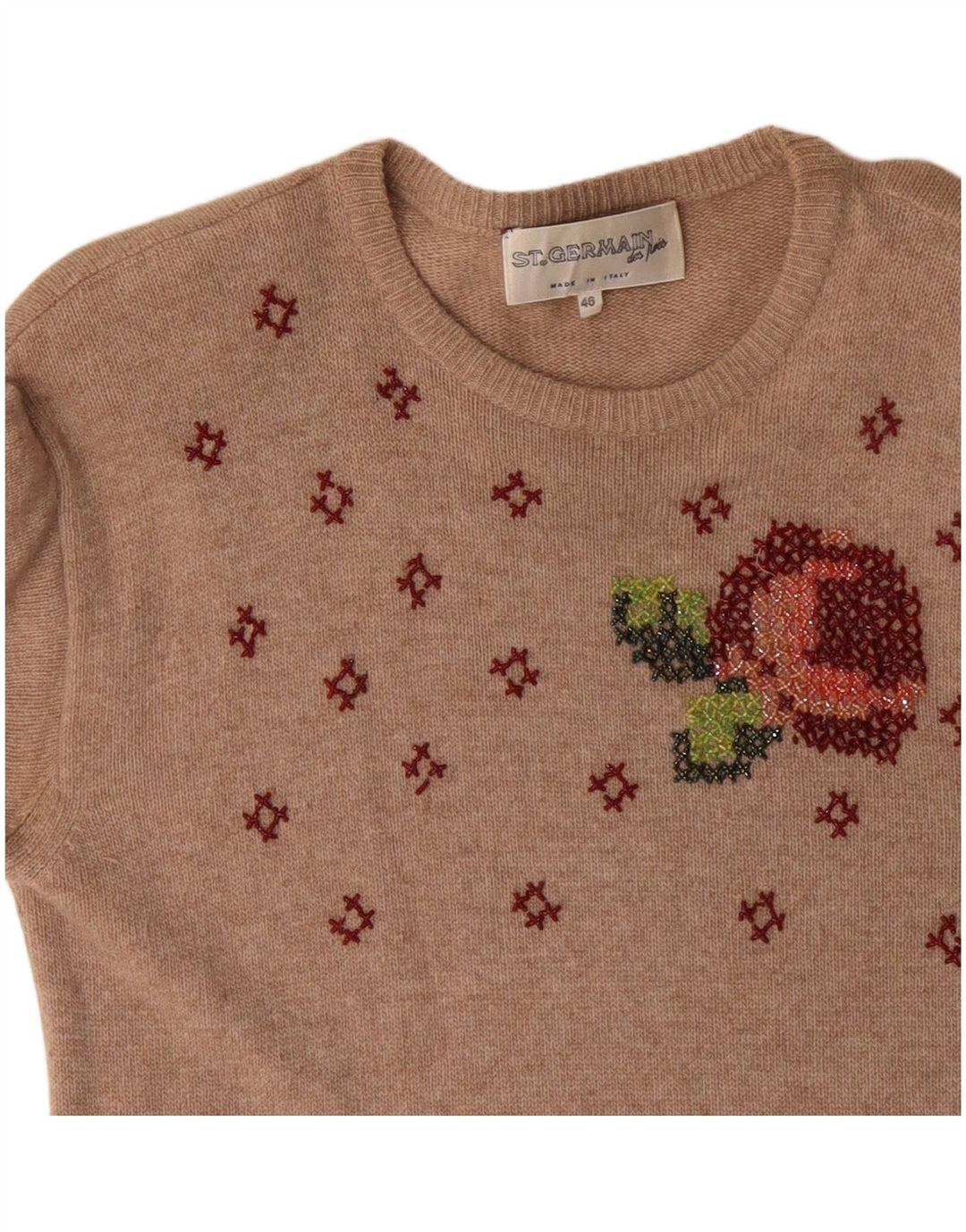 ST. GERMAIN Damska sukienka sweterkowa z długim rękawem EU 46 XL Beżowa Angora