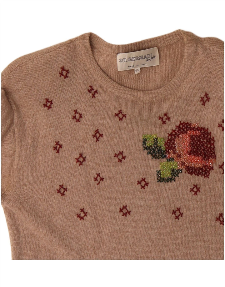 ST. GERMAIN Damska sukienka sweterkowa z długim rękawem EU 46 XL Beżowa Angora