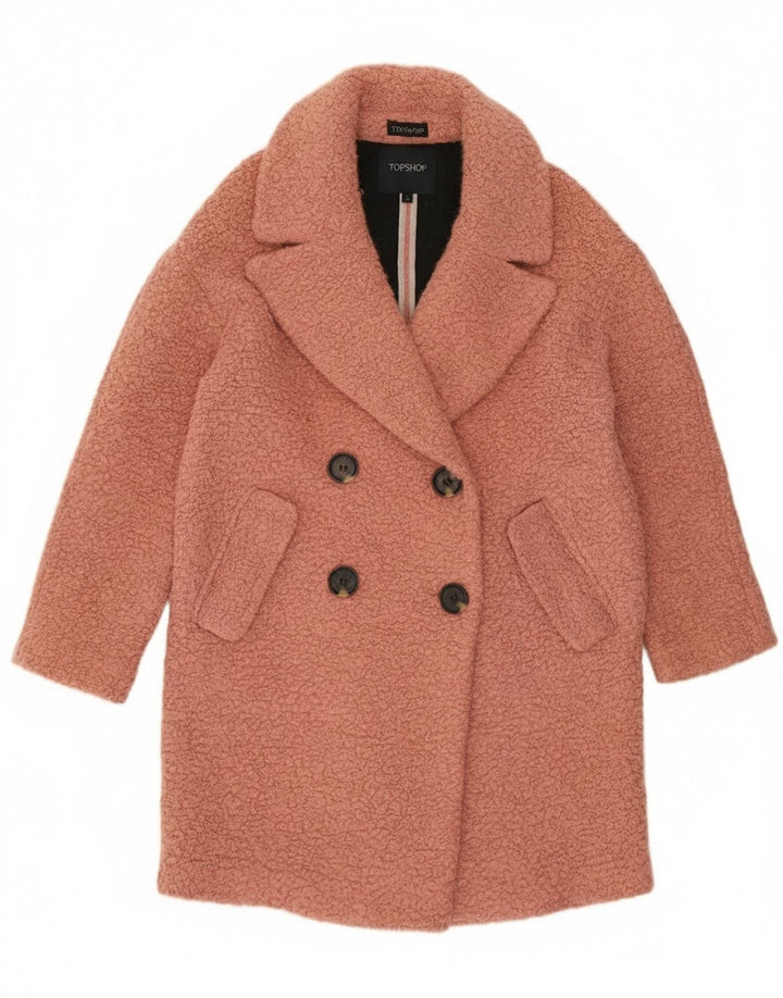 Topshop damski płaszcz oversize z podwójnymi piersiami, UK 10, mały, różowy, wełniany