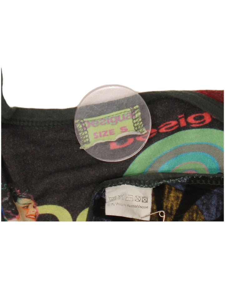 Damski graficzny top Desigual z długim rękawem UK 8 Small, wielobarwna wiskoza