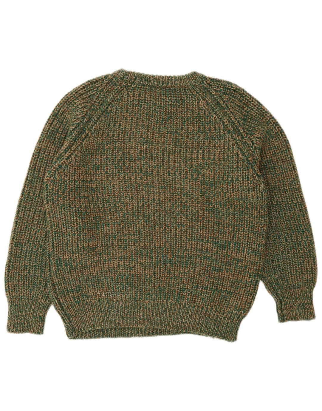 Sweter damski w stylu vintage z okrągłym dekoltem IT 42 Średni zielony wełniany nakrapiany