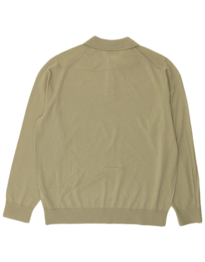 Męski sweter polo Massimo Dutti XL, zielona wełna