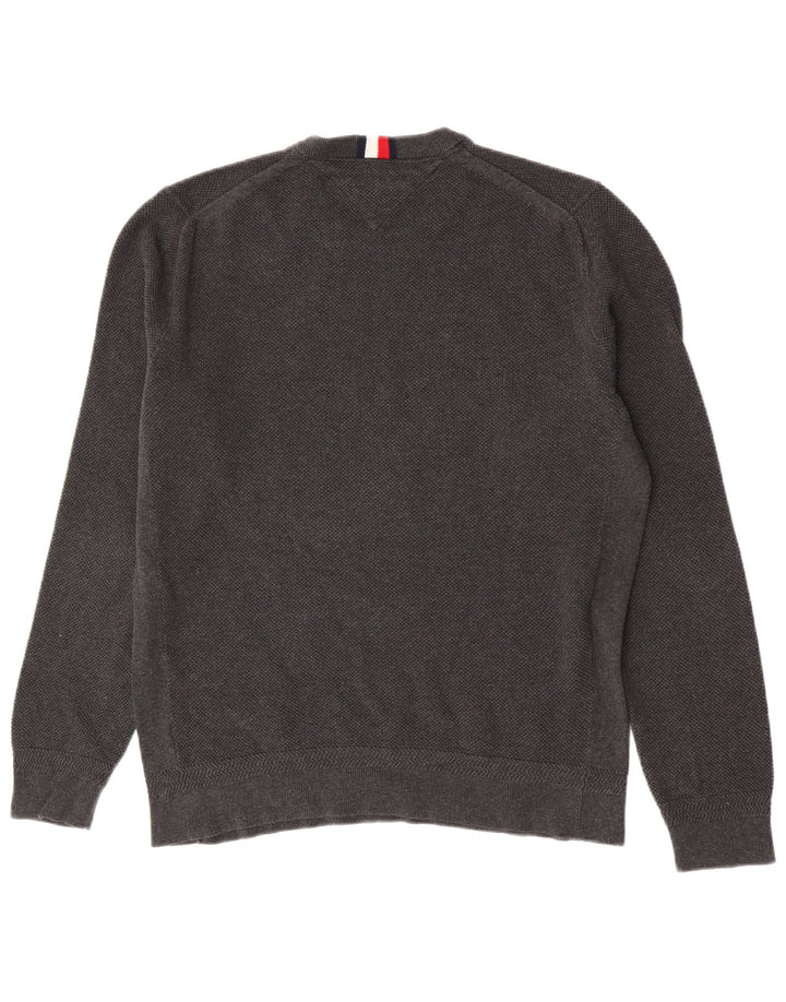 Męski sweter z okrągłym dekoltem Tommy Hilfiger XL, szary, bawełniany