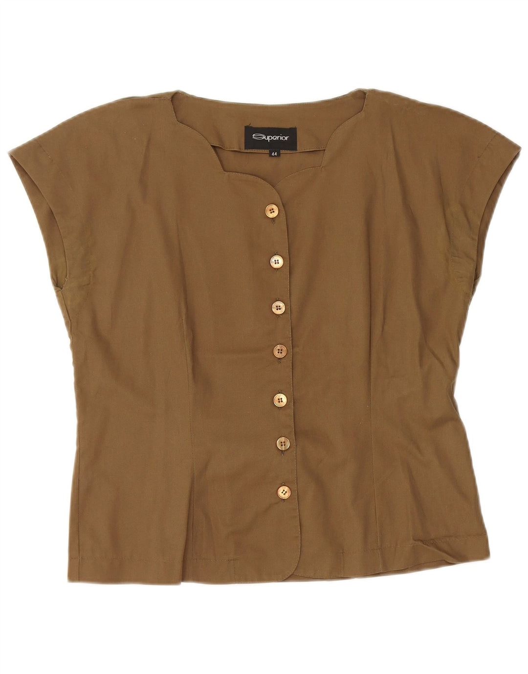 Damska bluzka koszulowa bez rękawów SUPERIOR IT 44, średnia bawełna khaki