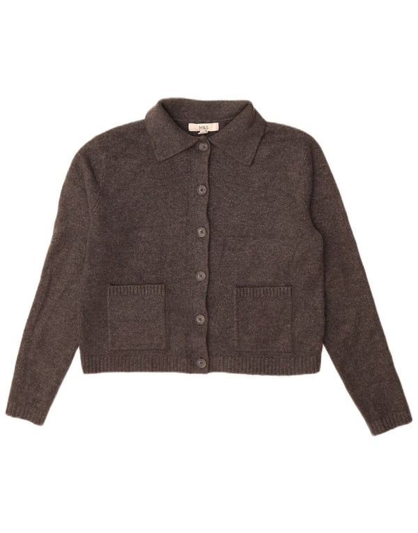 Marks & Spencer Damski sweter rozpinany UK 10, mały, szary poliester