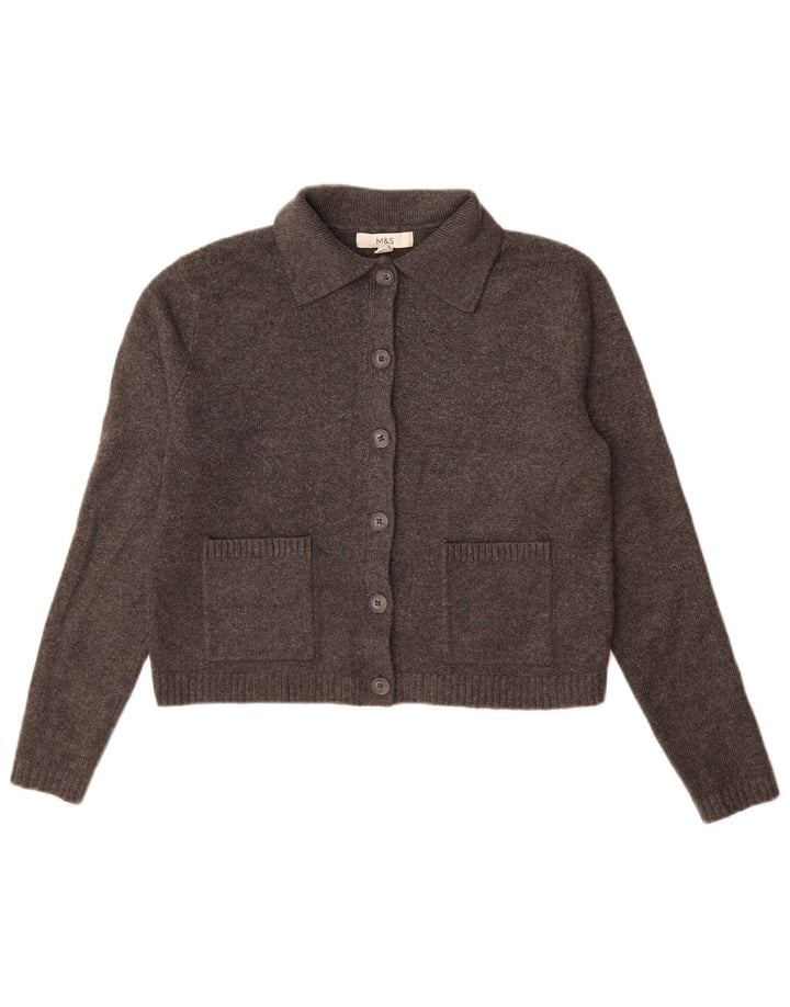Marks & Spencer Damski sweter rozpinany UK 10, mały, szary poliester