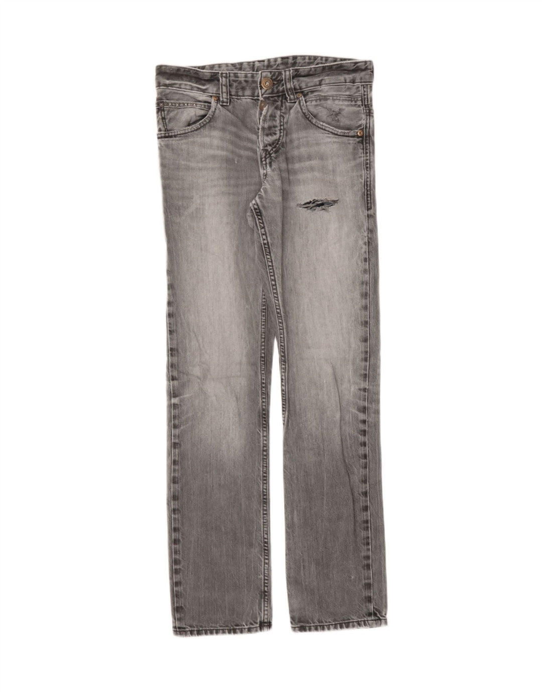 TOM TAILOR Womens Distressed Slim Straight Jeans W28 L32 Grey Cotton Vintage Tom Tailor and Second-Hand Tom Tailor from Messina Hembry 