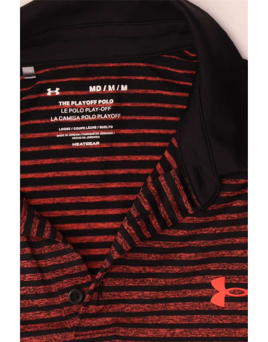 Męska koszulka polo Under Armour Heat Gear, poliester w średnie pomarańczowe paski