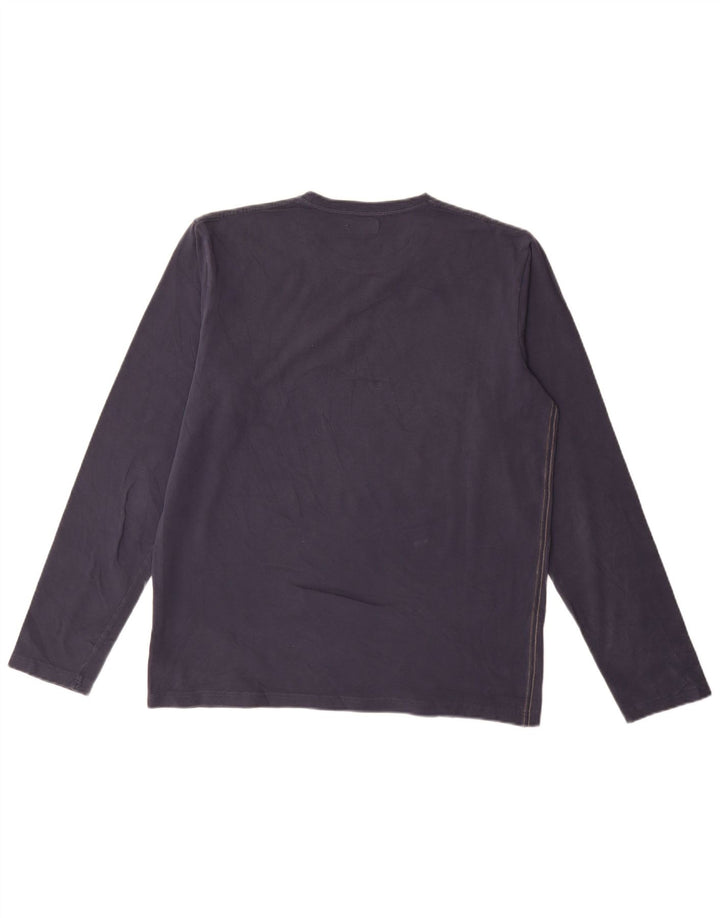 Męski top graficzny Gaudi z długim rękawem, 2XL, granatowy, bawełniany