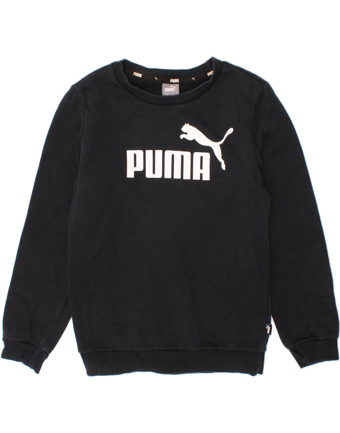 PUMA Boys Graphic Sweatshirt Jumper 7-8 Years Black Vintage Puma and Second-Hand Puma from Messina Hembry 