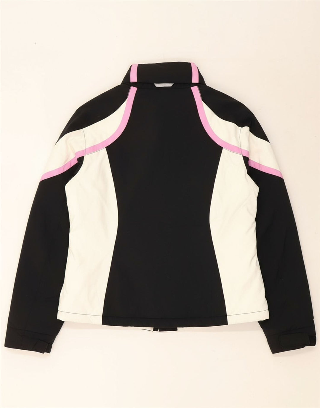 FILA Womens Hooded Windbreaker Jacket UK 14 Large Black Colourblock