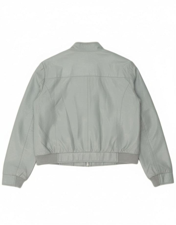 Vintage damska kurtka bomber ze sztucznej skóry IT 44 średni niebieski