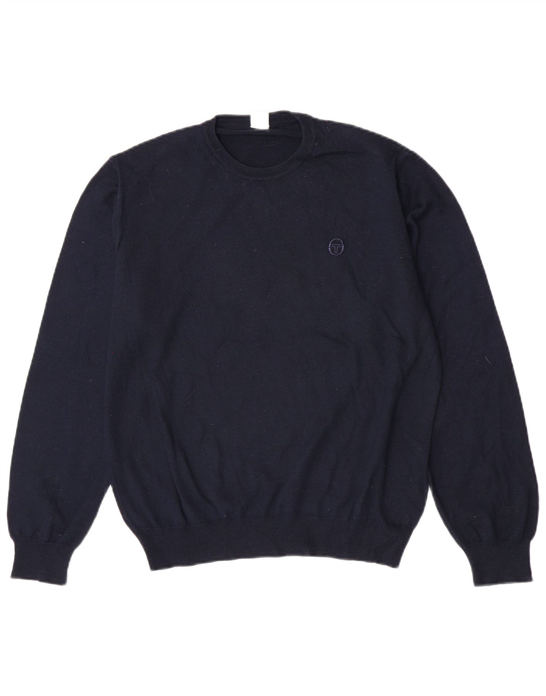 Męski sweter z okrągłym dekoltem Sergio Tacchini, średni granatowy, dziewicza wełna