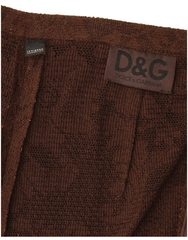 Damska dzianinowa spódnica maxi DOLCE & GABBANA W26 w małe brązowe kwiaty