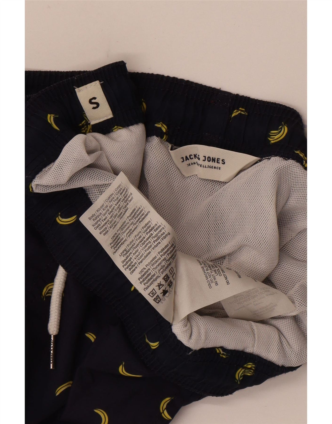 Męskie spodenki kąpielowe Jack & Jones z grafiką, małe, granatowe, poliestrowe