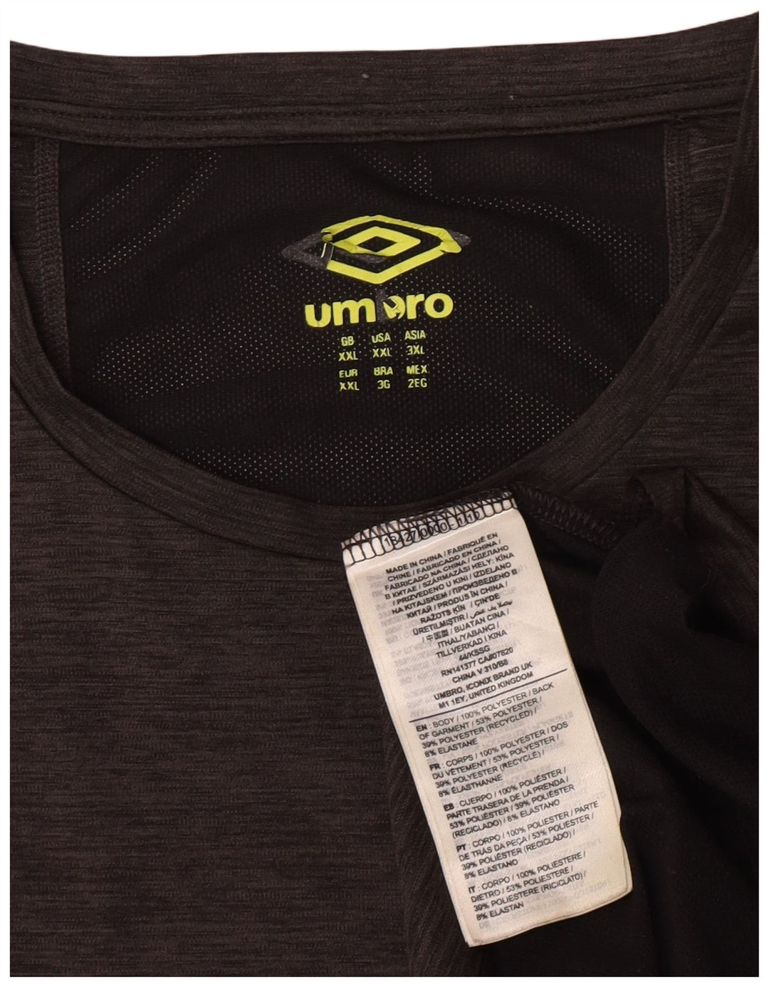 T-shirt męski Umbro Top 2XL Szary poliester z blokami kolorów
