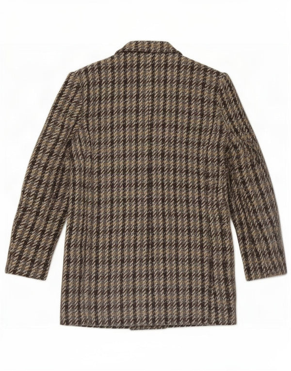 Vintage Womens Double Breasted Blazer Jacket UK 10 Small Brown Houndstooth
