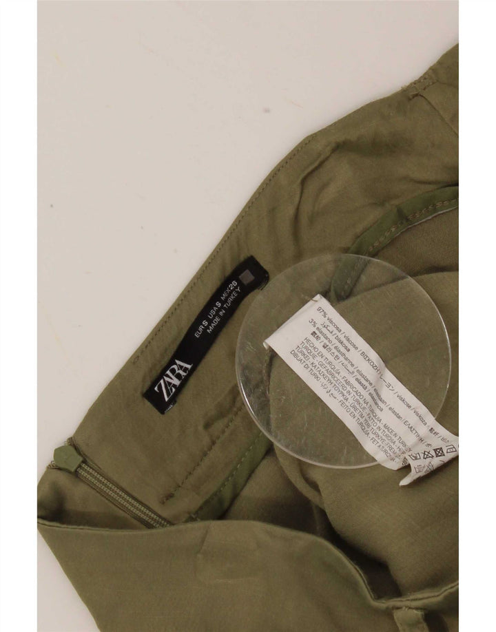 Zara Damska mini spódniczka kopertowa mała W26 Khaki wiskoza