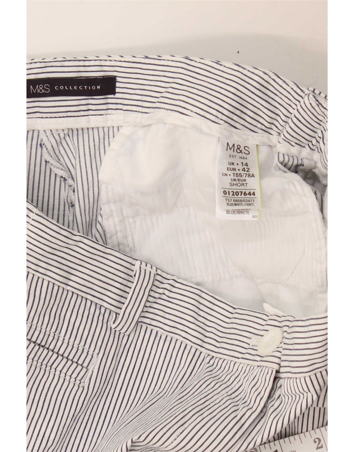Damskie spodnie Chino Marks & Spencer UK 14 Medium W30 L26 Białe paski